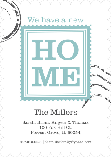 White Home Stamp Moving Announcements